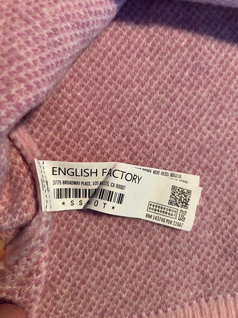 English Factory Pink Orange Heart Pattern Sweater XL - Picture 7 of 8